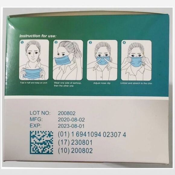 2 New Unisex 50 Box Blue & White Disposable Face Masks - Picture 6 of 16